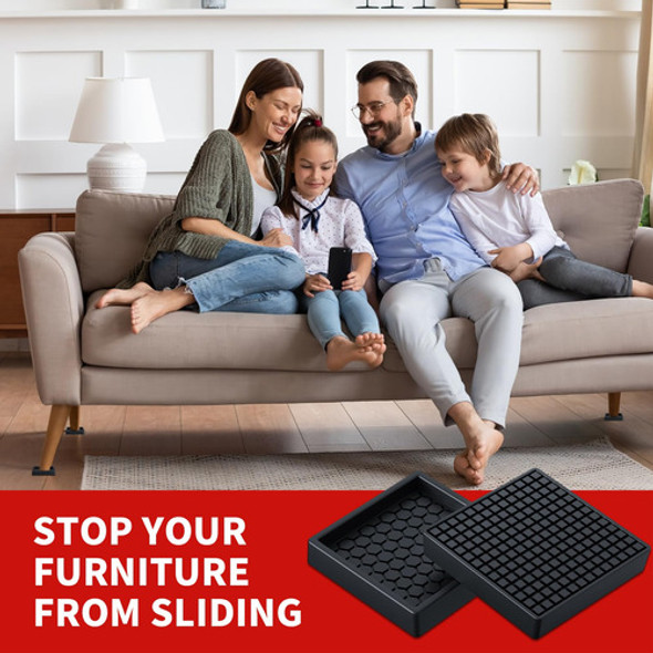 Antideslizantes De Goma P/muebles Lado 5.1cm, 12un Negros 1