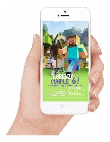 Minecraft Tarjeta Invitacion Digital Personalizada  Whatsapp 1