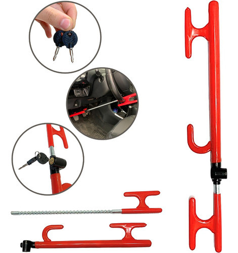 Trava De Carro Anti Furto Universal Volante Pedal Segurança 0