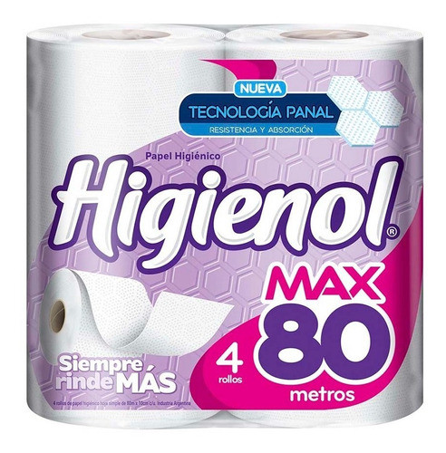 Papel Higienico Higienol Max 80 Metros Pack 5 Paquetes 4 U 0