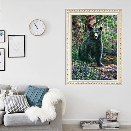 Kit Pintura Con Diamantes Oso Negro Diy 5d 30x40cm 1