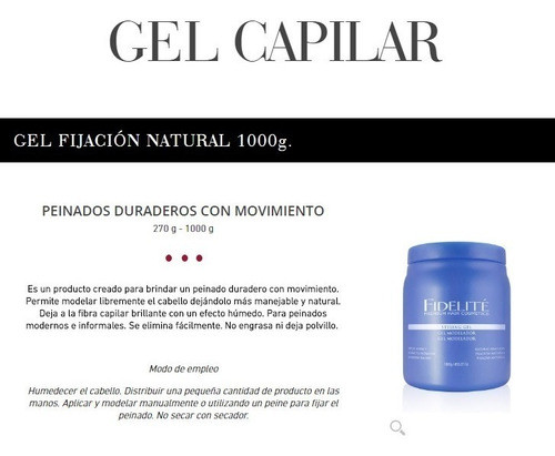 Gel Fijación Efecto Húmedo Fijación Natural 1000g.- Fidelité 1