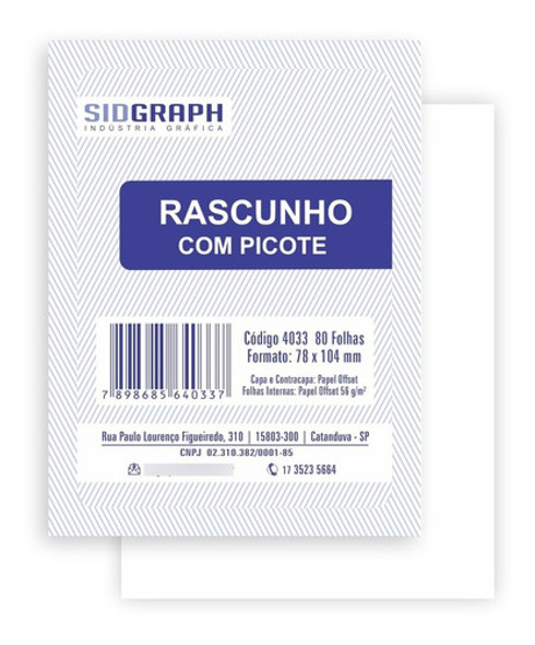Rascunho C/picote 80 Fls - Pct Com 20 Blocos Sidgraph - 4033 0