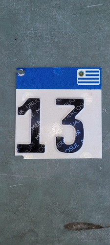 Numero En Aluminio No 13 Con Bandera De Uruguay 10 X 9 1
