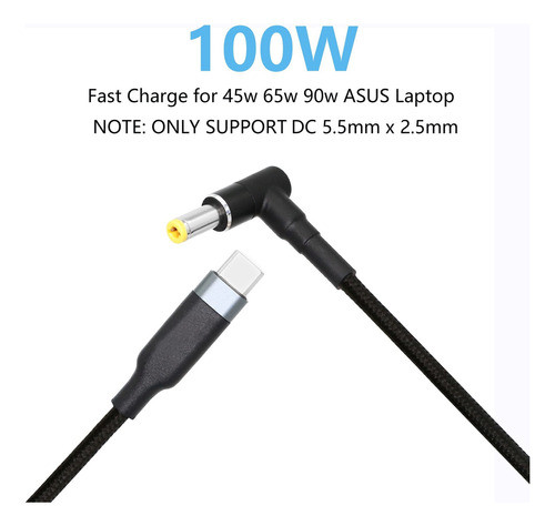 Cerrxian 6.5 Pies 100 W Pd Usb Tipo C Entrada Macho A 90 Gra 1