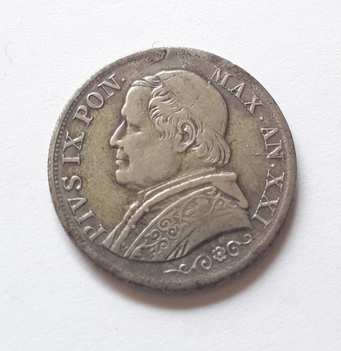 Vaticano 1 Lira 1866 Xxir Plata Estados Pontificios Km#1378 0