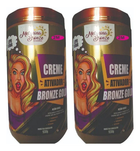 2 Creme Ativador Bronze Gold Melanina Bronze 930grs 0