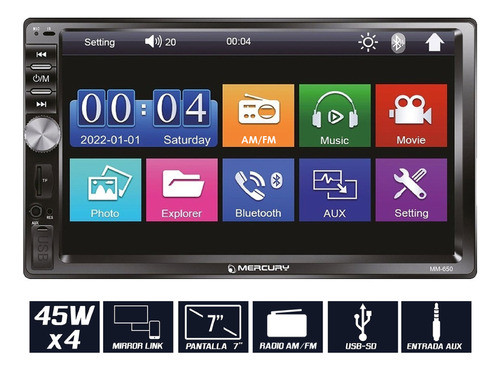 Pantalla Stereo Mirror Link Bluetooth Mercury Camara Con Led 1