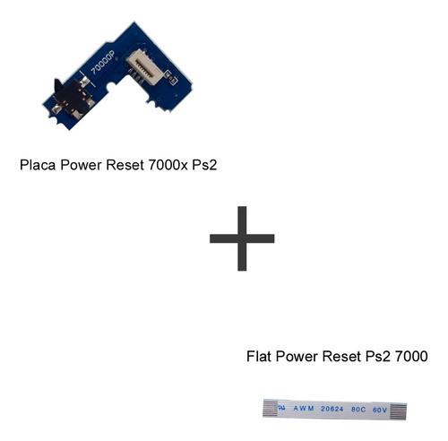 Placa Reset + Flat 7000 Power Botão Liga/desliga Para Ps2 1