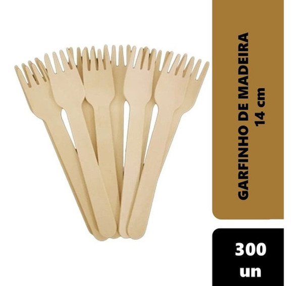 300 Garfinhos Descartáveis De Madeira Biodegradável 14 Cm 1