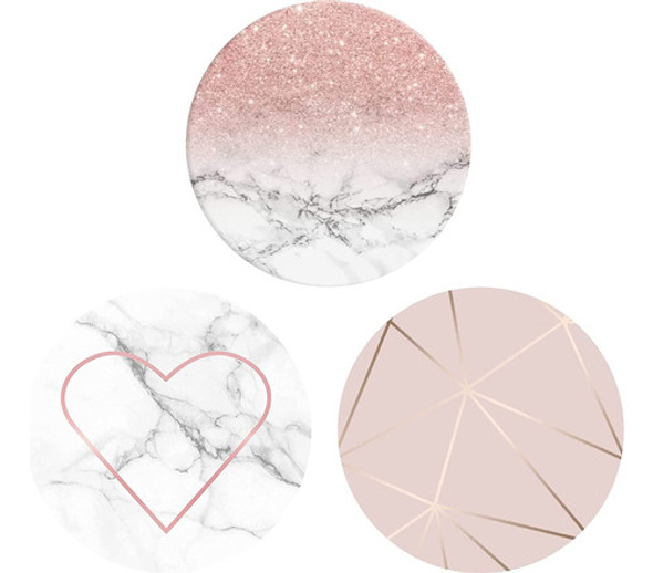 3 Anillos Para Celular - Marmol Blanco/rosa 0