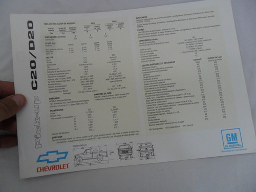 Folleto Pick Up Chevrolet C20 D20 No Manual Antiguo C10 Brav 1