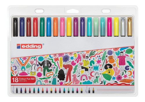 Marcadores Edding 1200 Lettering Colour Fun Set X 18 Colores 0