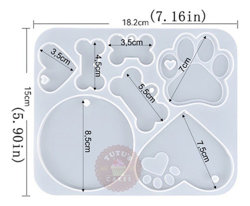 Molde Silicona Identificadores Hueso Huella Corazon Resina 1