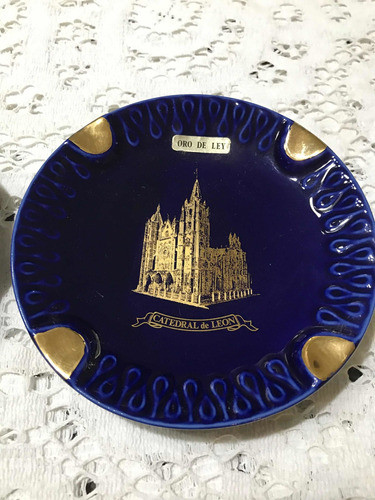 Cenicero Español Azul Cobalto Y Oro 1
