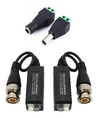 Pack Balun Conector + Plug Dc Macho Hembra Utp Cctv Camara 0