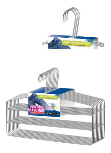 10 Cabides Organizador Para Calça Triplo Aço Cromado Prata 1
