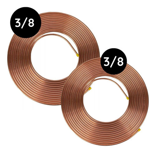 2 Metros De Tubo De Cobre Panqueca 3/8 Flexível Tubulação 1