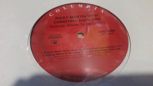 Ricky Martin C Aguilera Nobody Wants To Be Lonely Vinilo Max 1