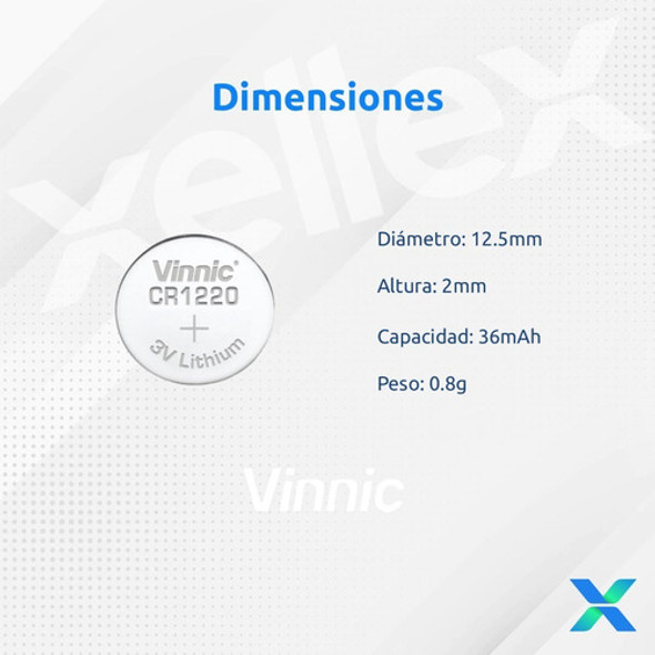 50 X Pilas Boton Cr1220 Vinnic Blister San Martin Caseros 1