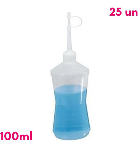 Kit Com 25 Almotolias Transparente Bico Reto Frasco 100ml 0