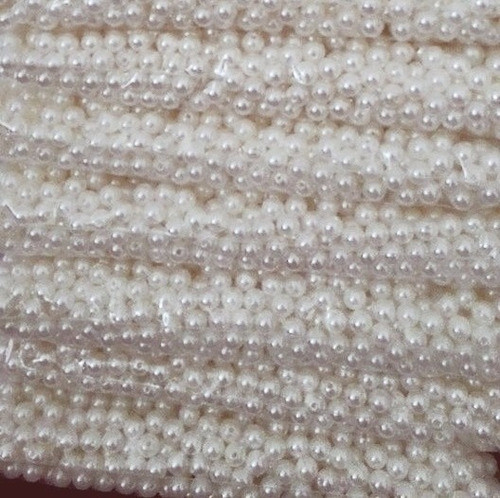 Perolas Abs 6mm Branca Creme Inteira Furo Passante Kit 2 Pct 1