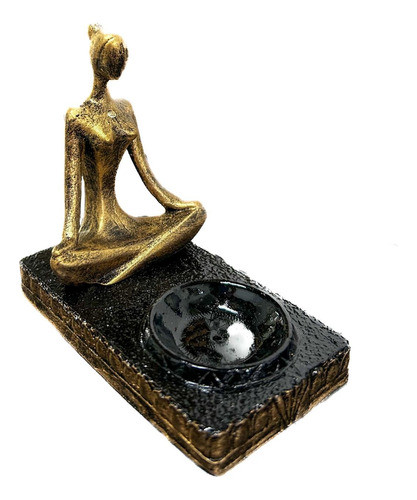 Incensário Yoga Meditação Preto Com Incenso De Brinde 0