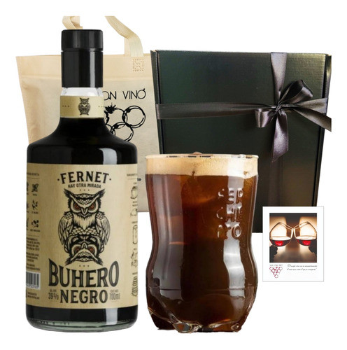 Box Fernet Buhero Negro + 1 Vaso Ferchetto Regalo Estuche 0