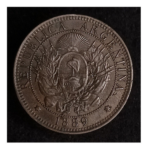 Argentina 2 Centavos 1889 Exc Cj 30.1 Normal 1