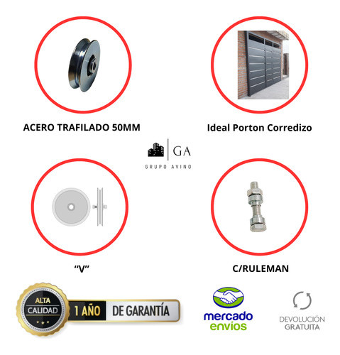 Ruedas Para Puertas Corredizas 50 Mm Ruleman!! 1