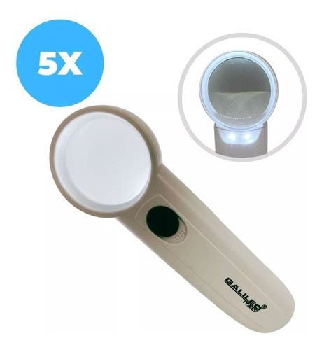 Lupa Doble Galileo Lente Cristal Aumento 5x Luz Led Linterna 1