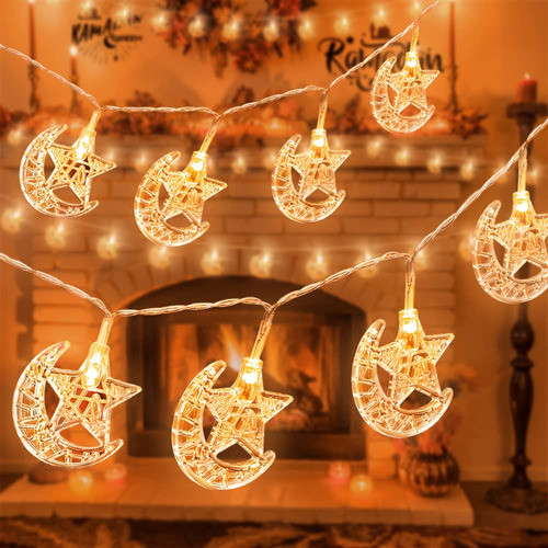 Acelist 40 Luces Led De Ramadn, Luces De Luna Y Estrella, De 0