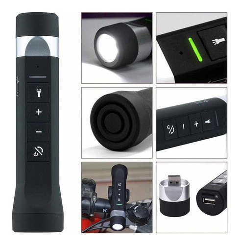 Parlante Portatil Bluetooth Linterna Led Usb Power Bank Bici 0