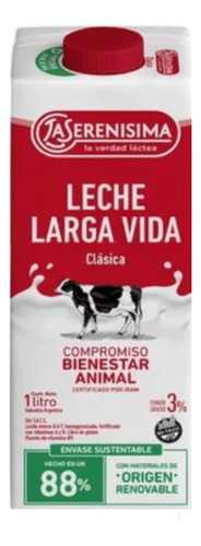 Leche La Serenisima Entera Larga Vida 3% 1lt 6u 0