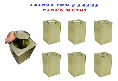 6 Lata Vazia 18l Artesanato Alimento Carne Banha Tintas Agua 0