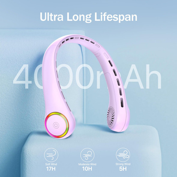 Ventilador De Cuello De 4000mah, 3 Vel. Ajustables Purpura 1