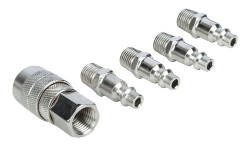Set Acoples Rapidos Para Compresor X5 Pcs Power Encastre 1/4 0
