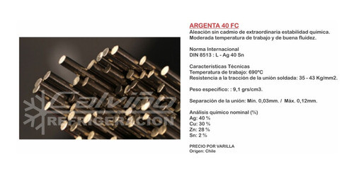 Varilla Aporte Argenta 40 Fc - 40% Plata 1