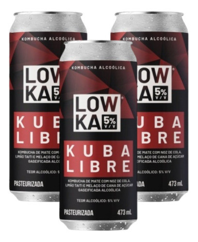 3un Kombucha Alcoólica Lowka Cuba Libre Lt 473ml Sem Glúten 0