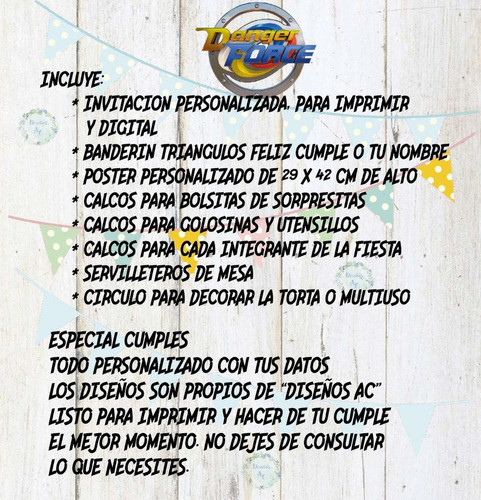 Kit Imprimible Cumple Danger Force Personalizado 1