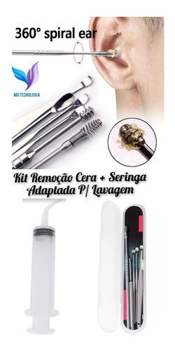 Kit De Remoção De Cerume Ouvido + Seringa Adaptada P/lavagem 0