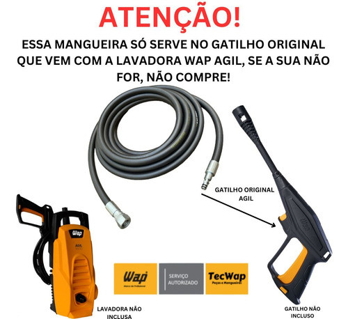 05mts Mangueira Lavadora Alta Pressão Wap Ágil 1800 -05 Mts 1