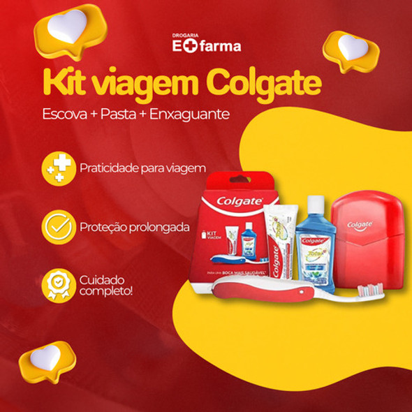 Kit Viagem Colgate Higiene Bucal Escova + Pasta + Enxaguante 1 Kit Viagem Colgate Higiene Bucal Escova + Pasta + Enxaguante 1