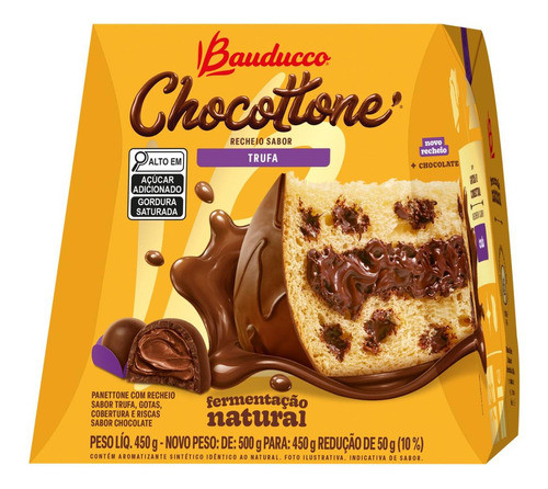 Kit C/ 5 Chocotone Maxi Recheio Trufa E Gotas Chocolate 1