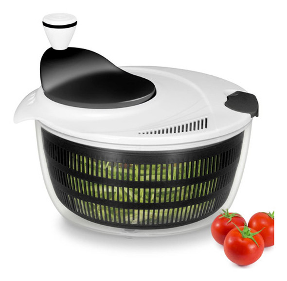 Secador De Ensalada Manual Grande Con Tazón, 4l, Negro 0 Secador De Ensalada Manual Grande Con Tazón, 4l, Negro 0