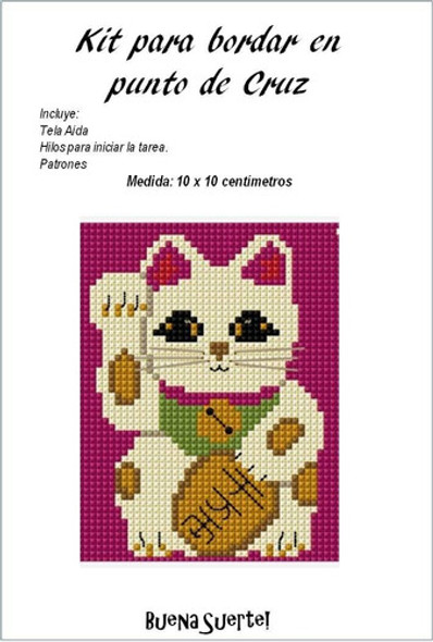 Kit Punto De Cruz, Tela, Hilo Y Patrones - Buena Suerte! 0