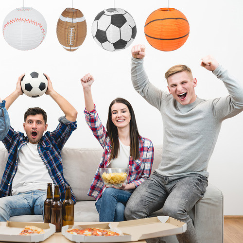 Lanternas De Papel De Rugby Para Decoração Esportiva, 4 Unid 1