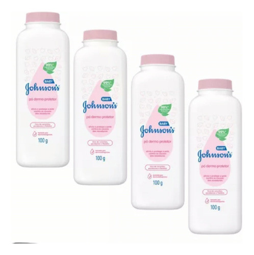 Combo 4 Unidades Talco Pó Dermo Protetor Johnson's Baby 100g 0