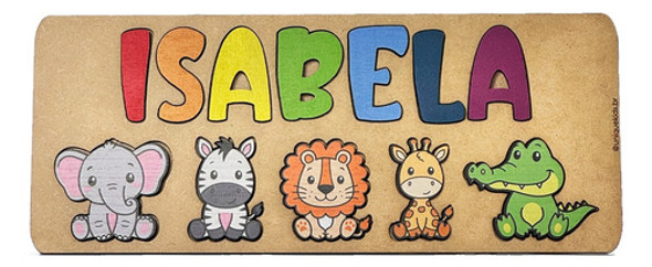 Quebra-cabeça Nome + Animais Brinquedo Pedagógico Educativo 0