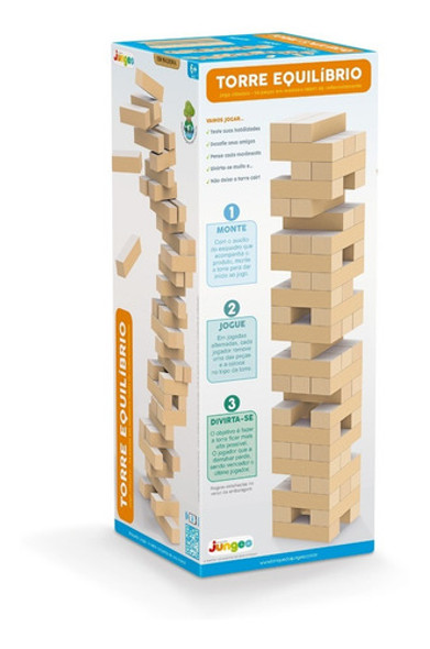 Torre De Equilíbrio Jogo Brinquedo Infantil Mdf - 54 Peças 0